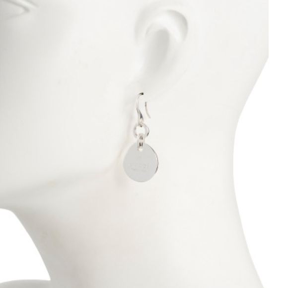 GUCCI ⚜️🩶⚜️ Sterling Silver Heart Trademark Earring authentic with bag - Picture 3 of 12